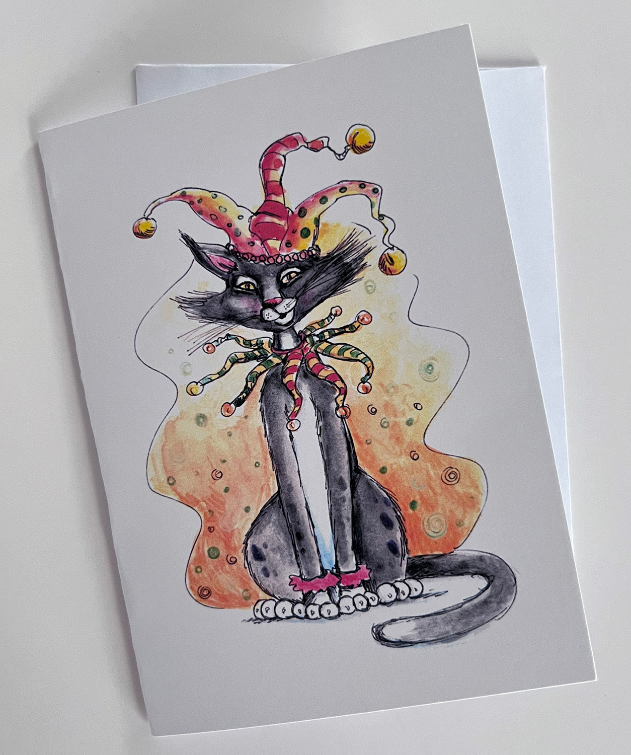 Jester Cat Note Card