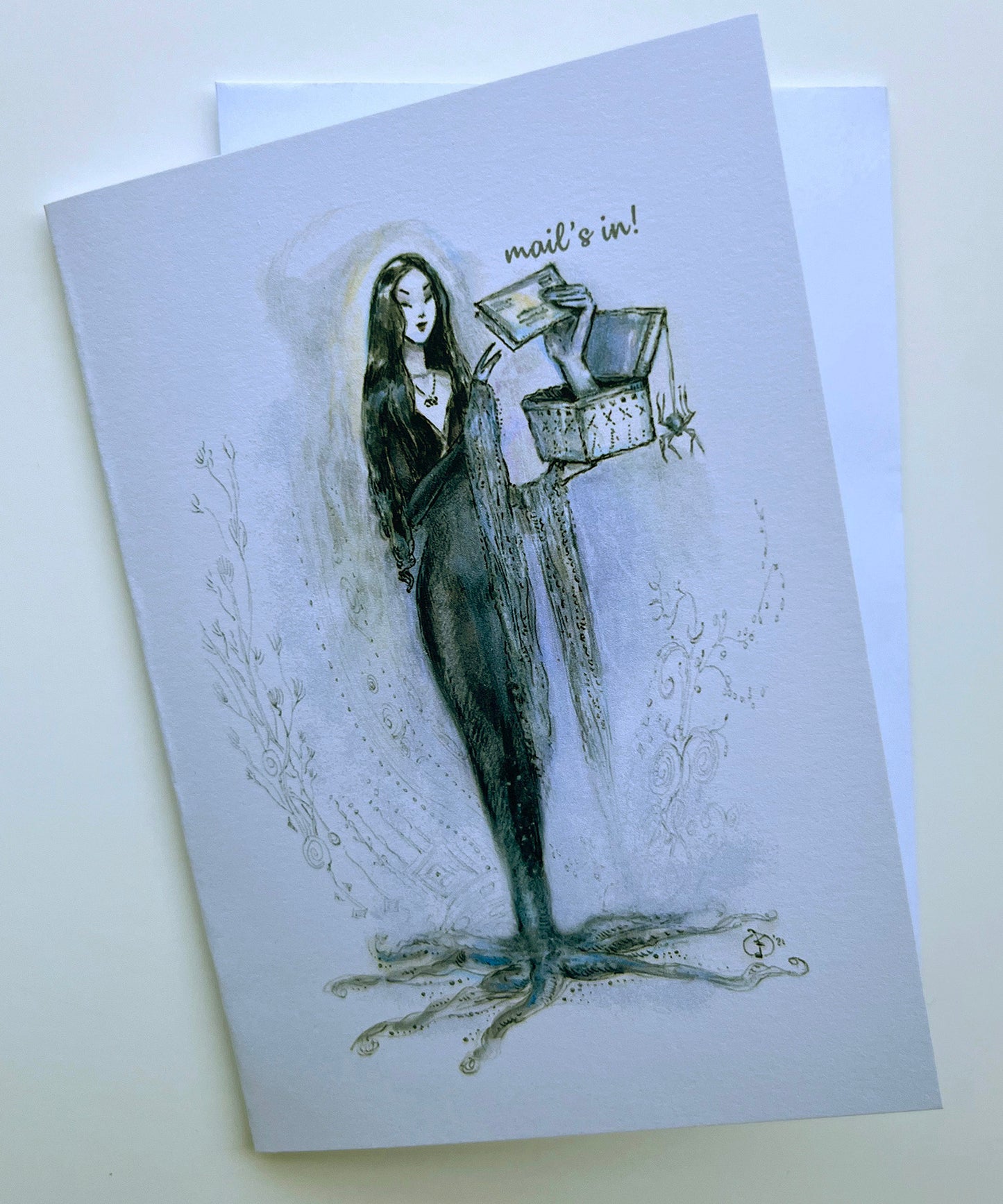 Mail's In (Morticia & Thing) Note Card