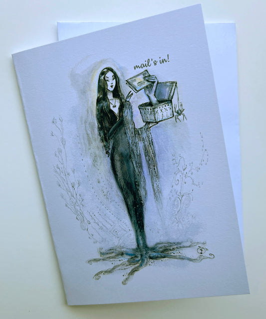 Mail's In Morticia Note Card