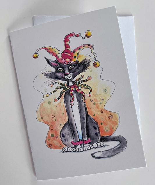 Jester Cat Note Card