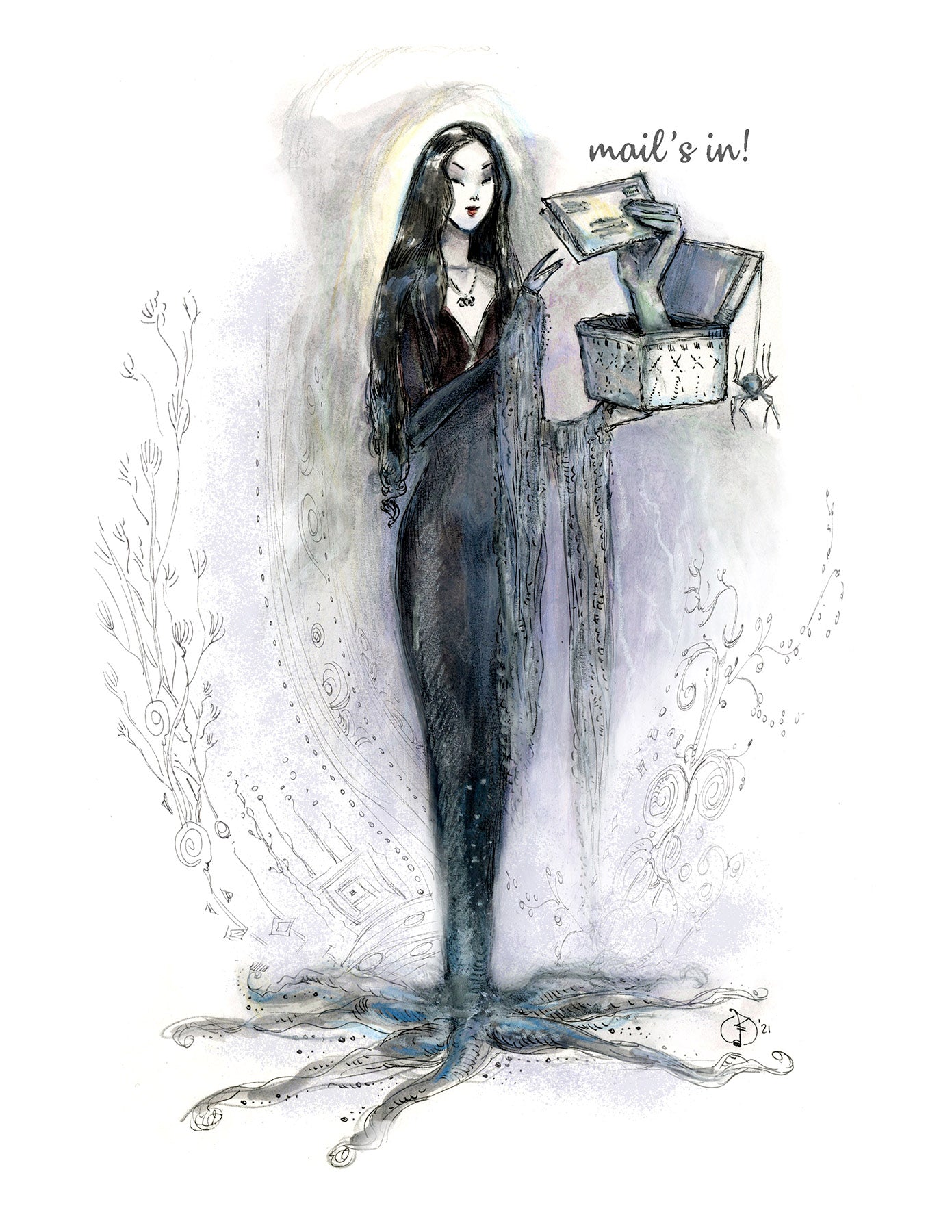 Mail's In! (Morticia Addams)