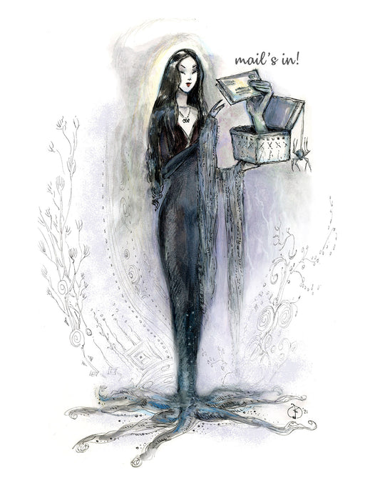 Mail's In! (Morticia Addams)