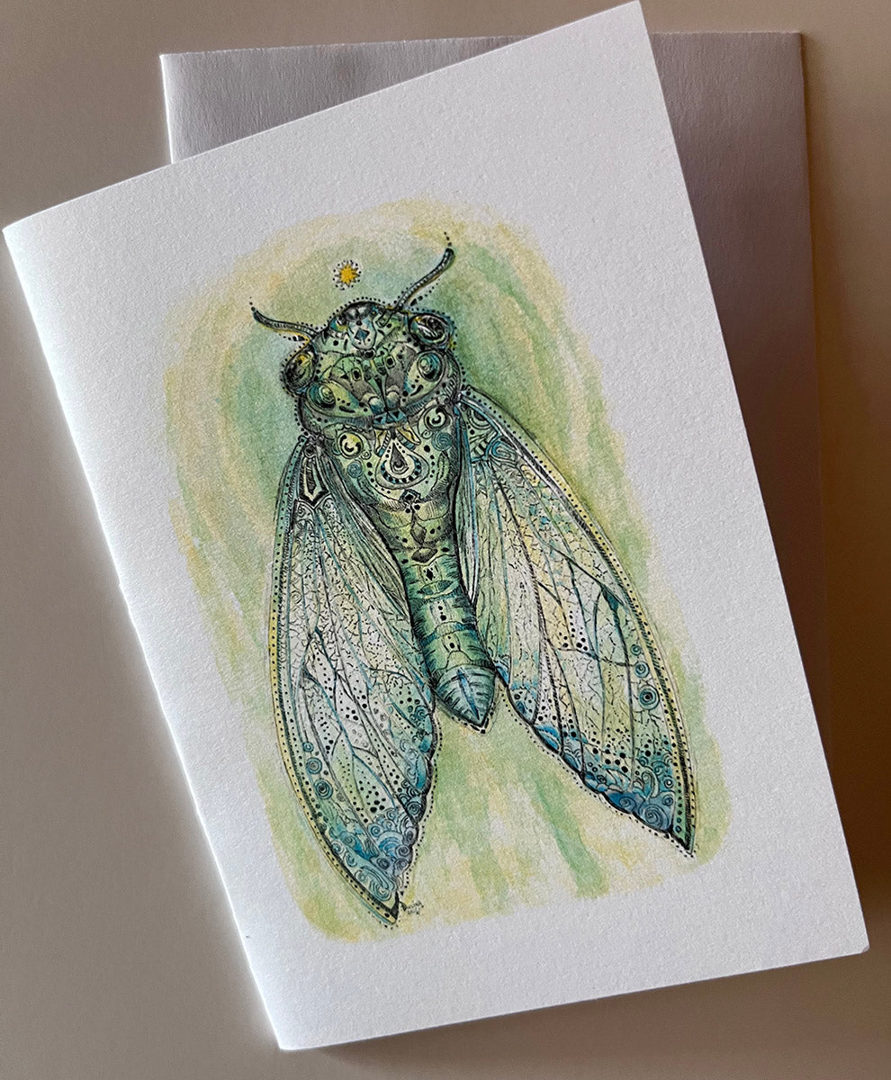 Green Cicada Note Card