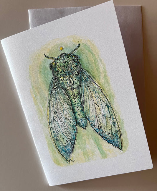 Green Cicada Note Card