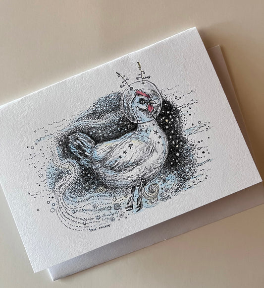 Space Chicken Note Card