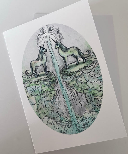 Two Unicorns Note Card